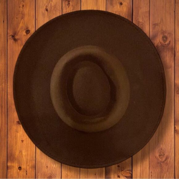Chocolate Brown Wide Brim Rancher Fedora Hat M/L NWT main image 4